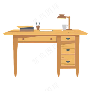 免抠带台灯的书桌