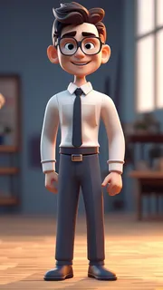 3D卡通人物公司职员男士白衬衫2
