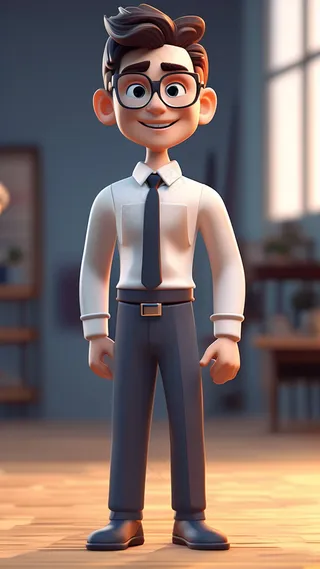 3D卡通人物公司职员男士白衬衫2