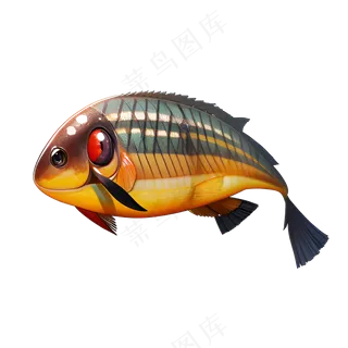 黄色卡通手绘鱼免抠素材49