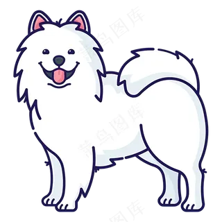 免扣白色微笑的卡通小狗