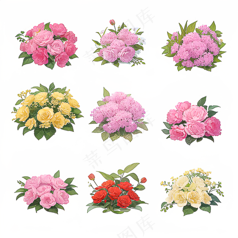 红色黄色粉色玫瑰花免抠素材158
