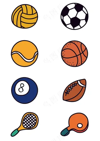 手绘简笔运动图标