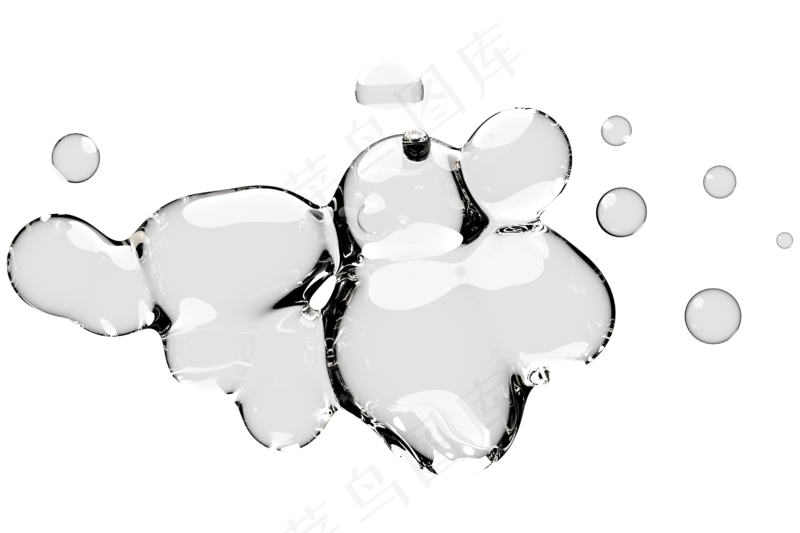 高清日系极简逼真透明水滴液体气泡水珠空气感png免扣素材 (