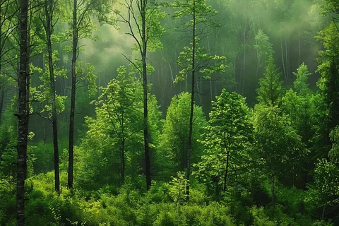 山林森林阳光绿色大自然风景摄影图