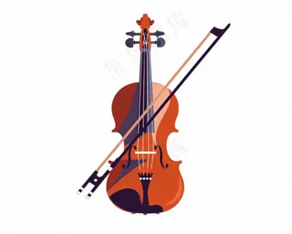 小提琴乐器音乐卡通插画免抠