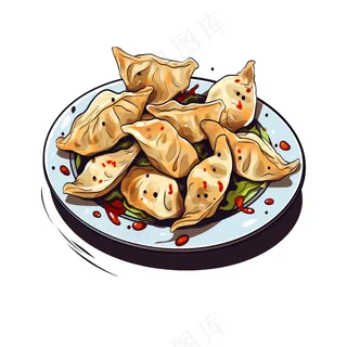 插画冬至立冬美食饺子食材