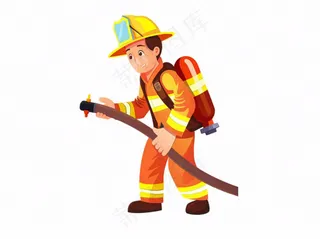 消防员灭火卡通插画免抠