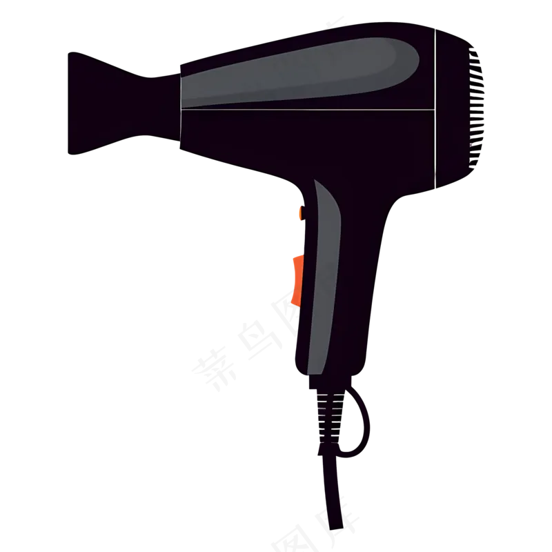免抠一个黑色的卡通吹风机