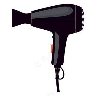 免抠一个黑色的卡通吹风机