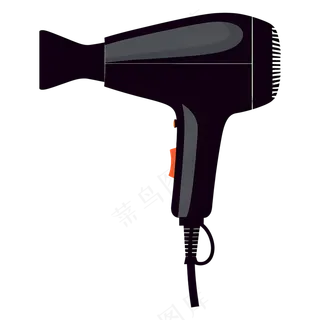免抠一个黑色的卡通吹风机