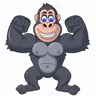 大猩猩猴子动物卡通插画免抠