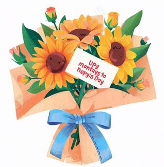 花束鲜花向日葵礼物卡通插画免抠