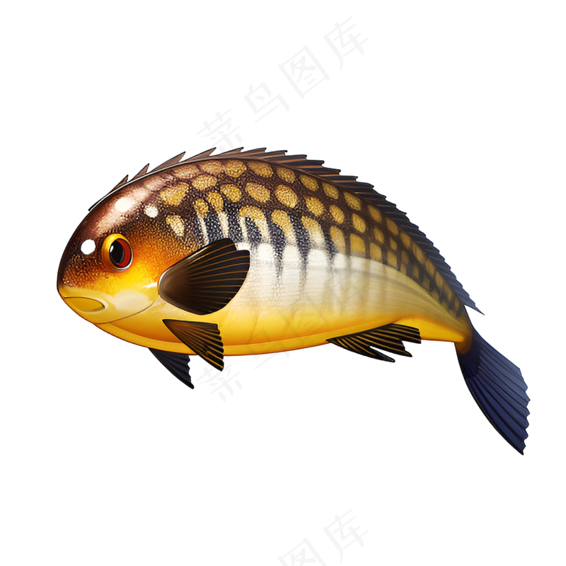 黄色卡通手绘鱼免抠素材8