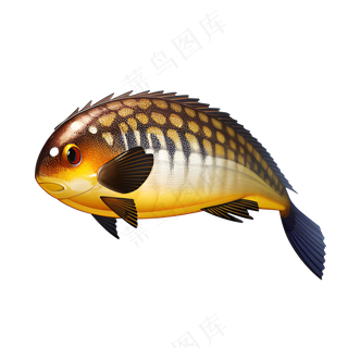 黄色卡通手绘鱼免抠素材8