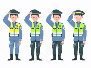 警察交警劳动人物卡通插画免抠