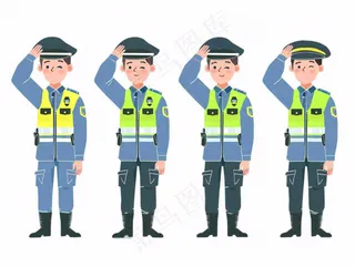 警察交警劳动人物卡通插画免抠
