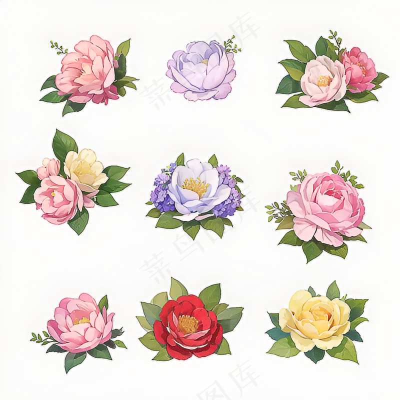 红色黄色粉色玫瑰花免抠素材120