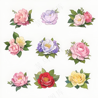 红色黄色粉色玫瑰花免抠素材120