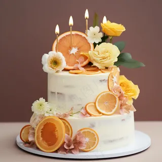 生日蛋糕水果蛋糕奶油节日甜点摄影图