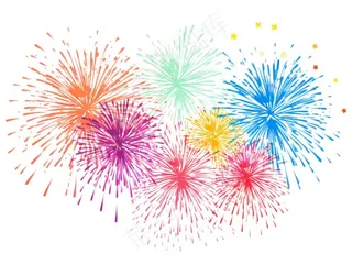 绽放烟花彩色免抠