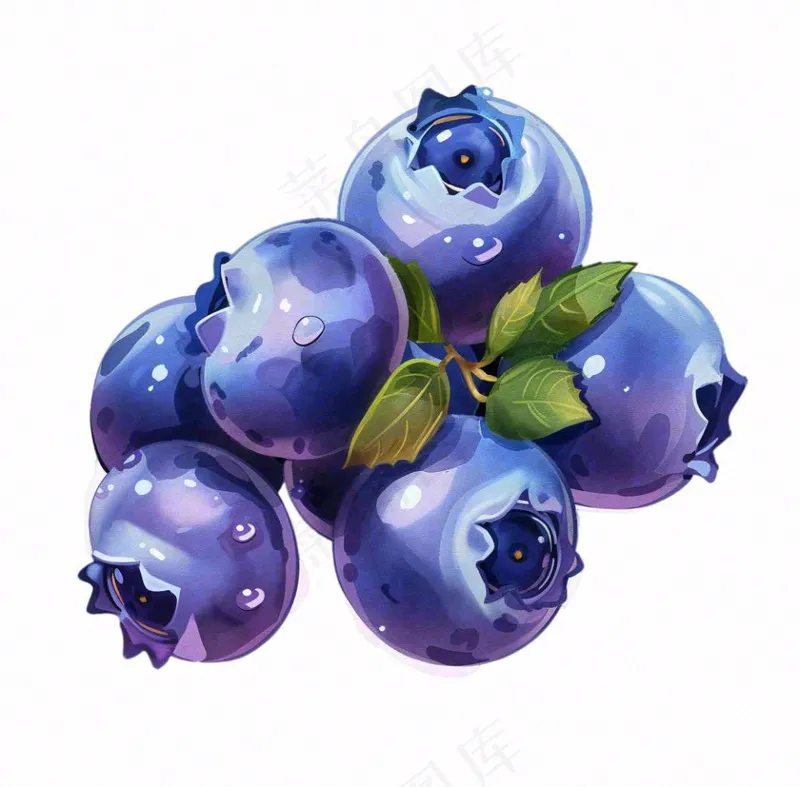 蓝莓水果卡通插画免抠(1040x1024)