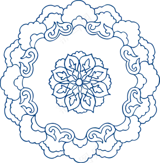 古代青花瓷图案花纹中国风图案祥云纹理传统图腾PNG免扣素材