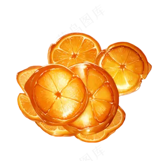 橙色 手绘 橙子 免抠 素材6