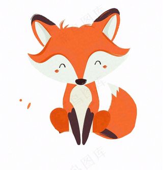 狐狸橘白动物卡通插画免抠