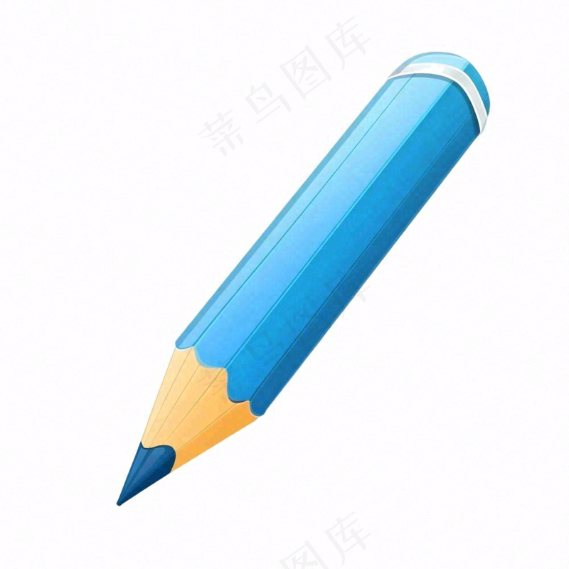 铅笔蓝色学习工具卡通插画免抠(1024x1024)