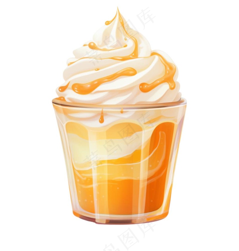 冰淇淋奶茶奶油饮料手绘卡通插画免抠(1024x1072)