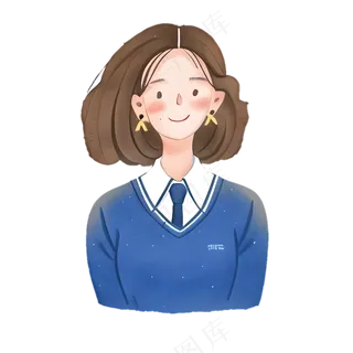 水彩可爱女生 手账风 免抠透明底 (2)