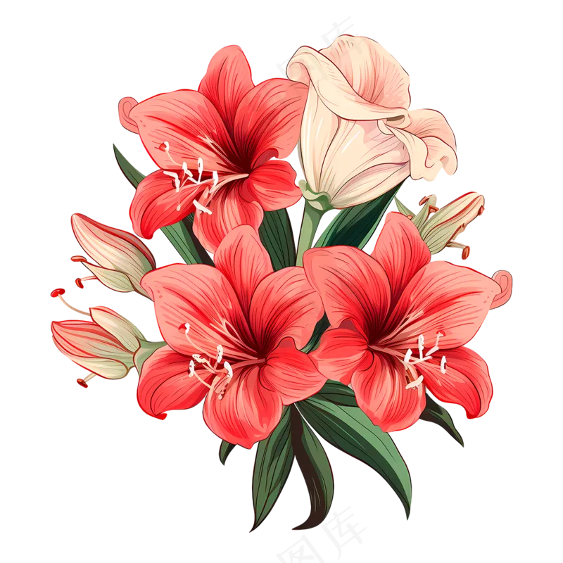 插画设计的红色牵牛花