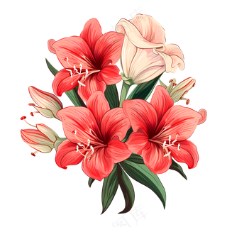 插画设计的红色牵牛花