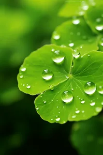 春天绿色铜钱草挂着露珠绿意摄影图 春天绿色铜钱草挂着露珠绿意摄影图