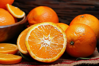 新鲜橙子橘子切片摄影图