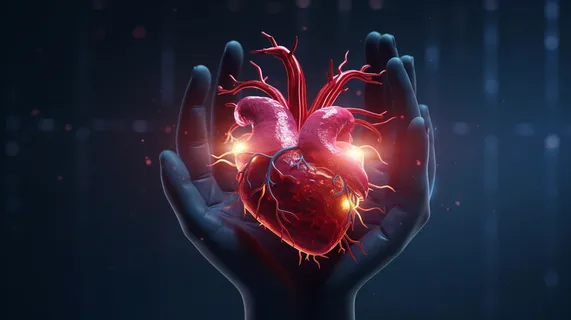 人类心脏的3D模型红色动脉和静脉渲染图 人类心脏的3D模型红色动脉和静脉渲染图