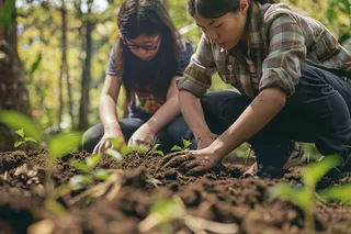 植树树苗保护环境摄影图