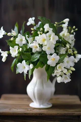 栀子花鲜花花瓶摄影图