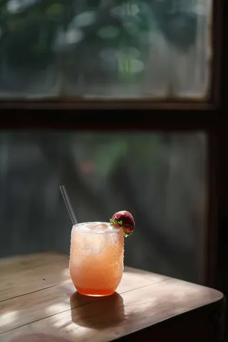 冰镇草莓汽水气泡酒饮料摄影图