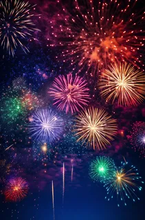 烟花五颜六色的烟花庆典新年节日暮色的天空背景摄影图 烟花五颜六色的烟花庆典新年节日暮色的天空背景摄影图