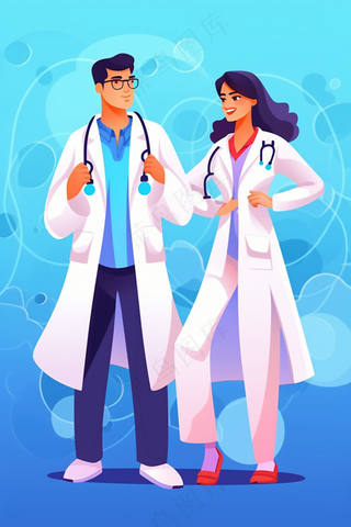 医院医生护士卡通插画背景