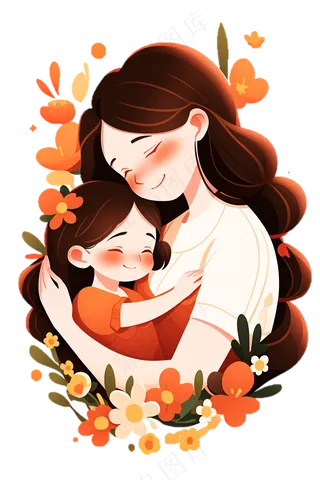 母亲节 妈妈抱着女儿 免抠透明底