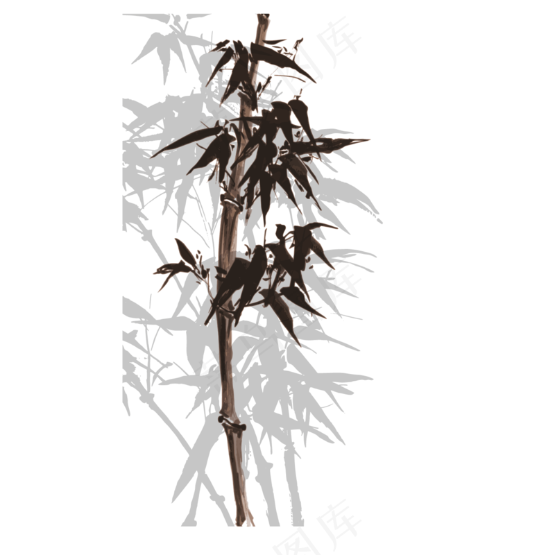 中国风水墨竹子图片古风竹叶竹林水彩手绘插画PNG免扣设计