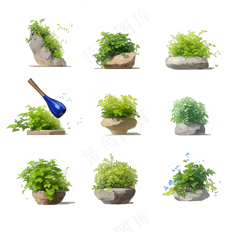 绿色手绘小植物花草系列免抠素材99