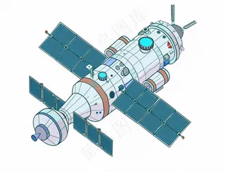 卫星探测器航空卡通插画免抠