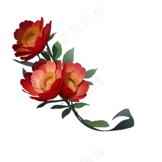 红色 海棠花 手绘 免抠 素材14