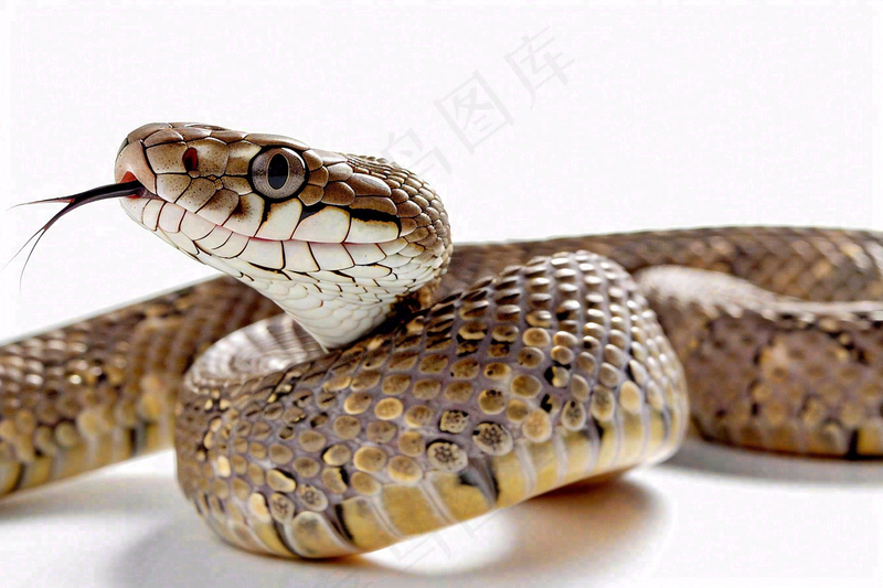 蛇在白色背景爬行动物摄影图