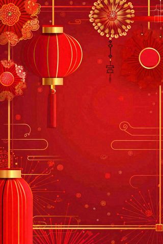 红色节日新年新春灯笼剪贴画插画背景