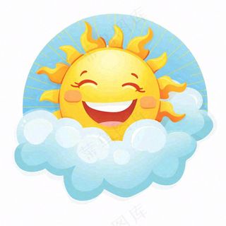 太阳云朵晴天天气卡通插画免抠